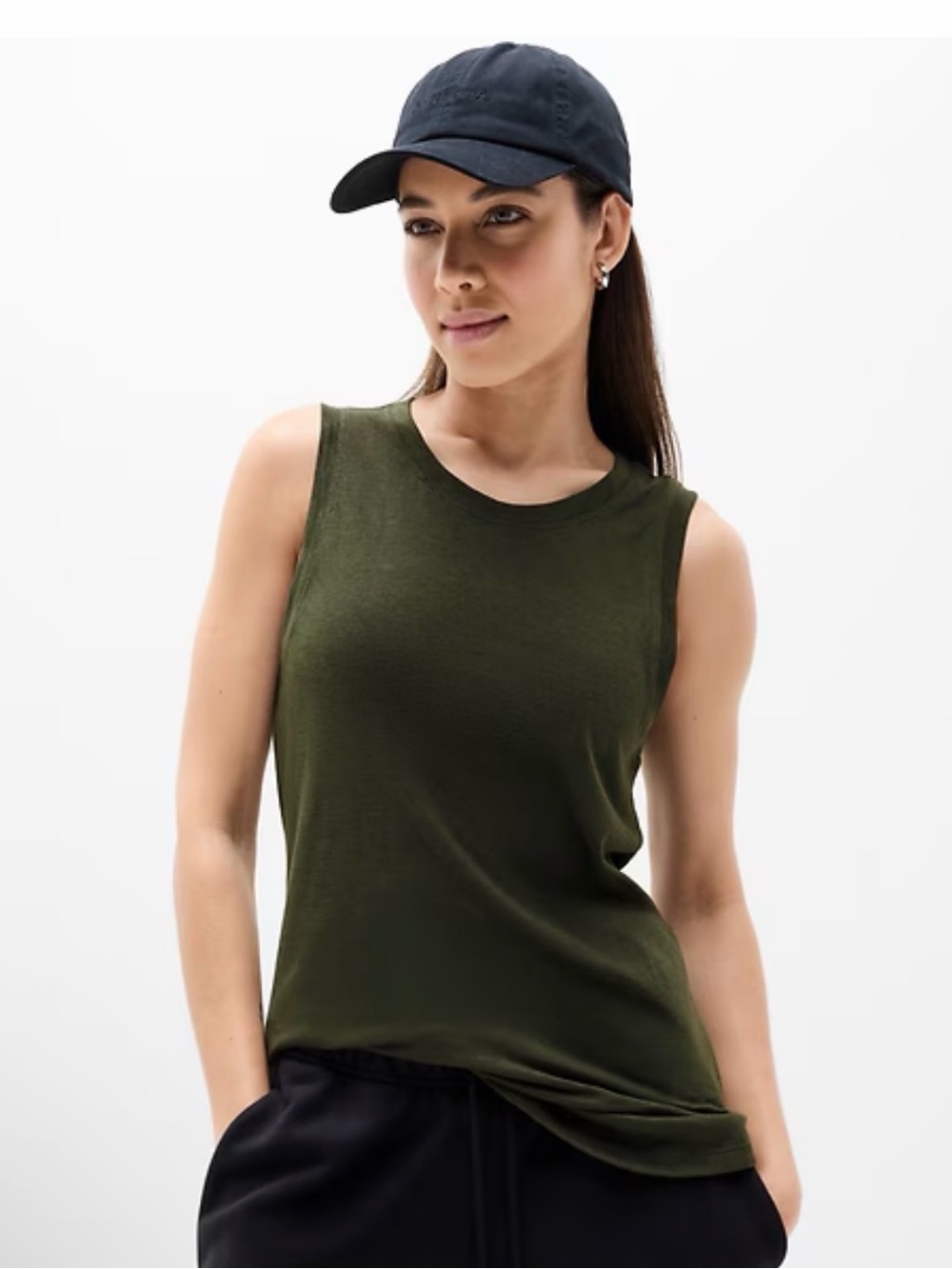 Athleta Breezy Sleeveless Tank Top - Olive Green